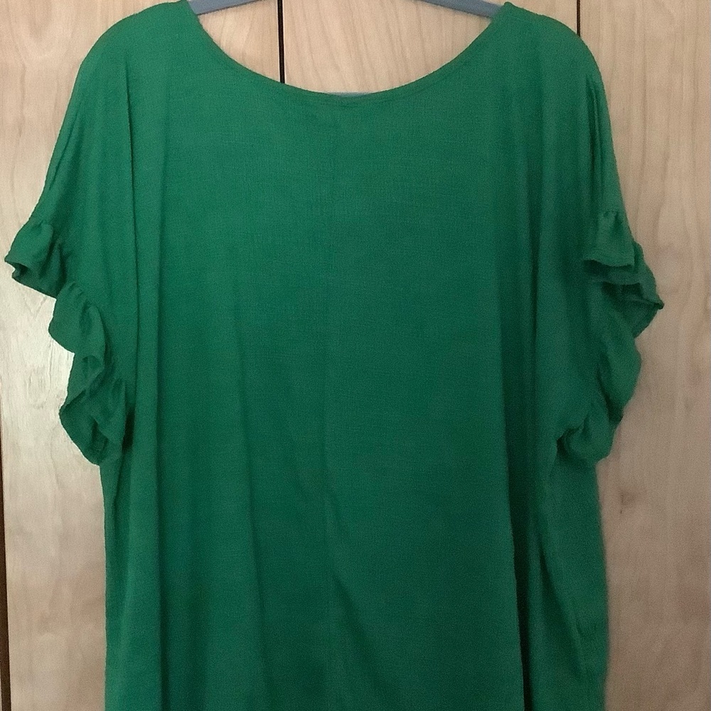 Brand new Max Studio - brand new green top with ruffled cap sleeves - - Picture 2 of 5